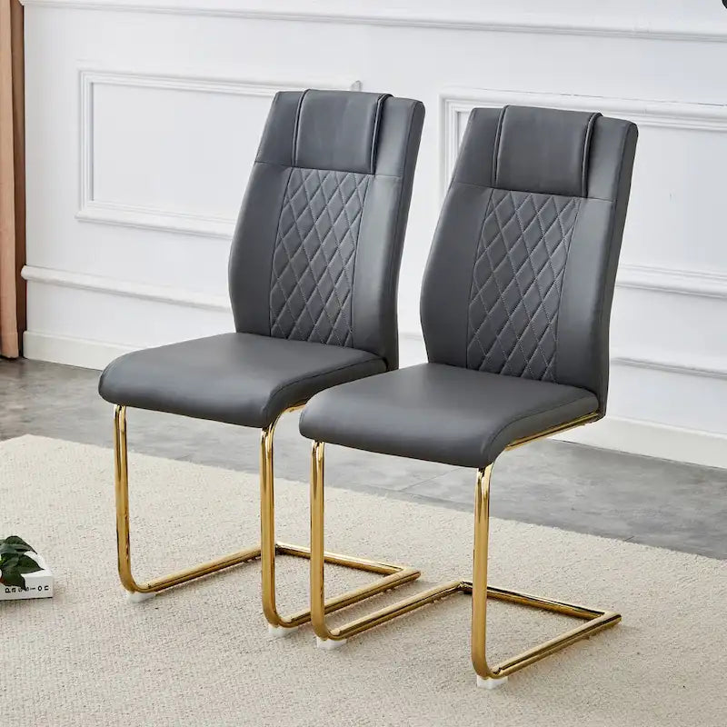 Modern dining chairs, set of 6, with faux leather soft cushion seats