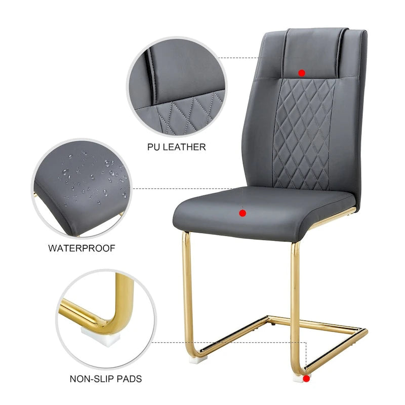Modern dining chairs, set of 6, with faux leather soft cushion seats