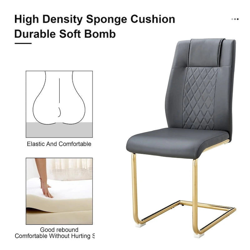 Modern dining chairs, set of 6, with faux leather soft cushion seats