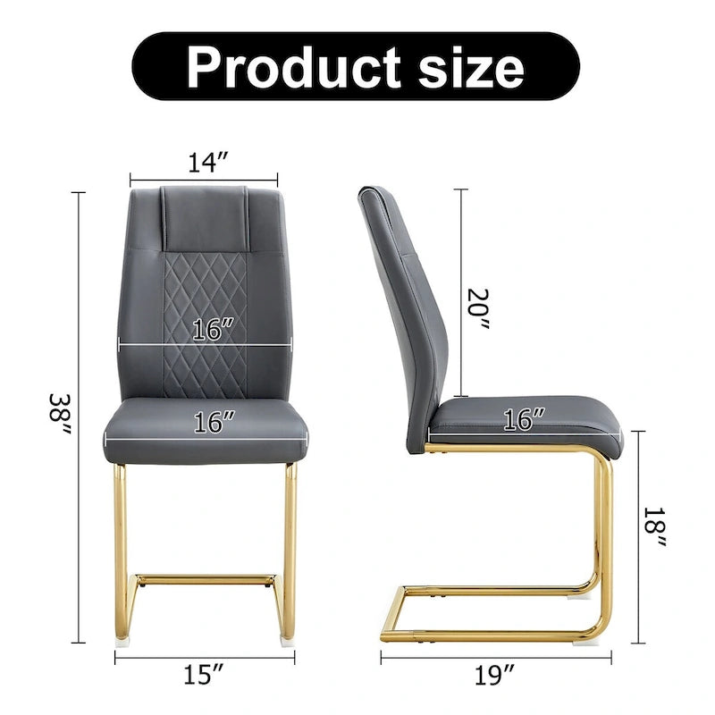 Modern dining chairs, set of 6, with faux leather soft cushion seats