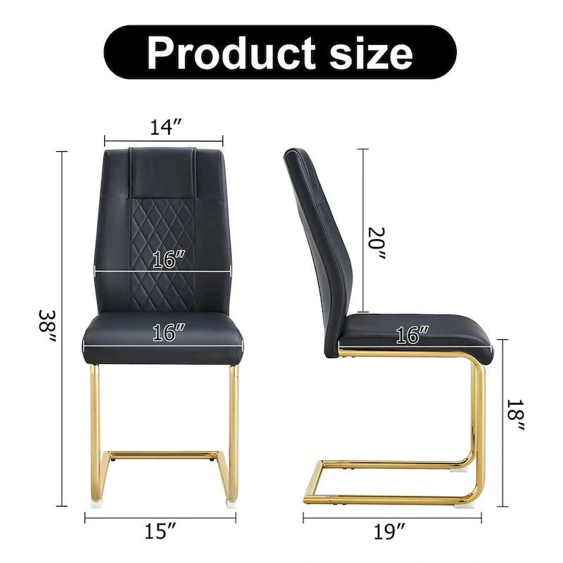Modern dining chairs, set of 6, with faux leather soft cushion seats