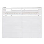 Twin Size Wood Loft Bed w/ 8 Open Storage Shelves and Built-in Ladder