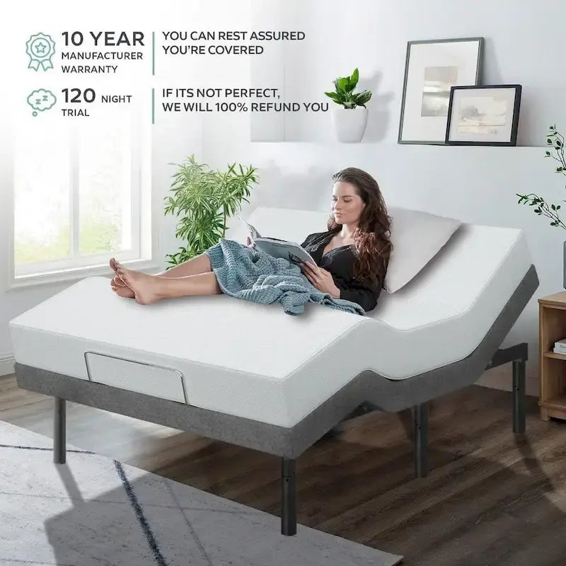 Renanim Adjustable Bed Base with 14-inch Hybrid Foam Mattress