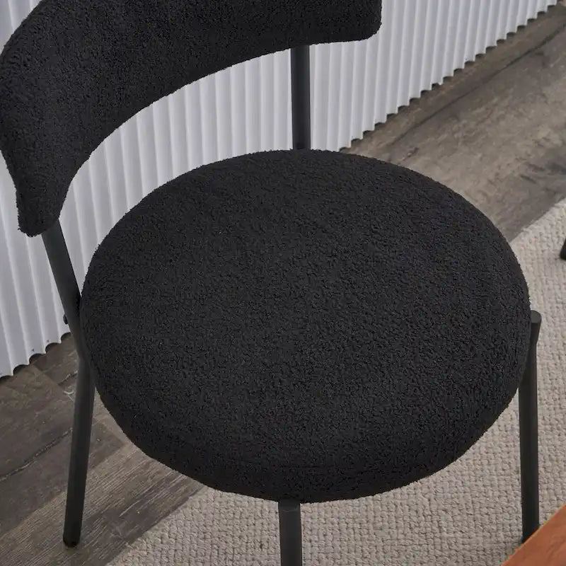 Set of 4 Teddy Fabric Upholstered with Metal Frame