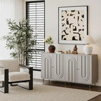Modern Lacquered 4-Door Wooden Sideboard Buffet Server Cabinet