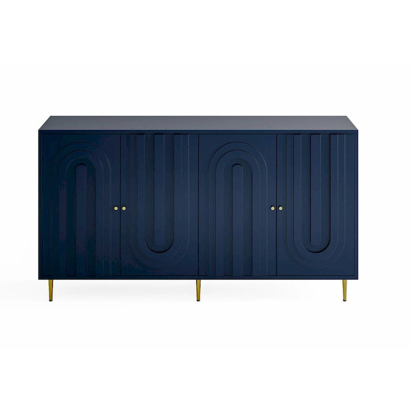 Modern Lacquered 4-Door Wooden Sideboard Buffet Server Cabinet
