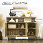 Boho Sideboard Buffet Cabinet with Rattan Doors, Natural