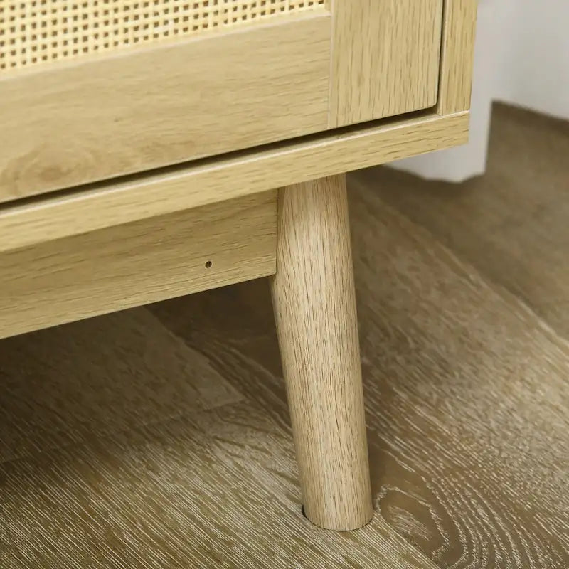 Boho Sideboard Buffet Cabinet with Rattan Doors, Natural