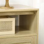 Boho Sideboard Buffet Cabinet with Rattan Doors, Natural