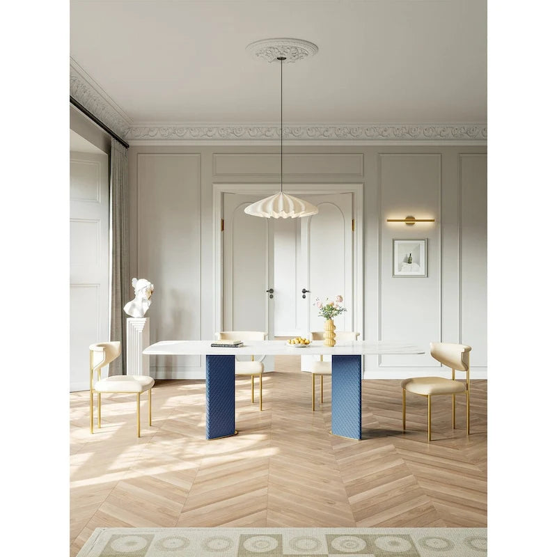 Lesly Rectangle White 70.86 in. Dining Table (8 Seats) - 70.86D35.43W29.52H