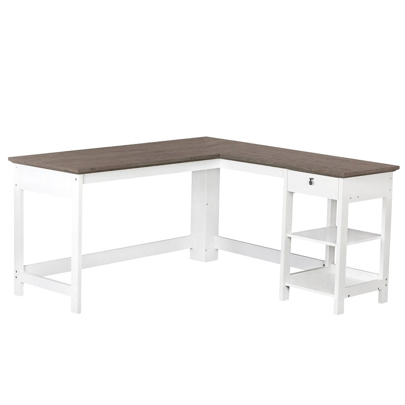 Saint Birch Finley White 59-inch L-Shape Desk