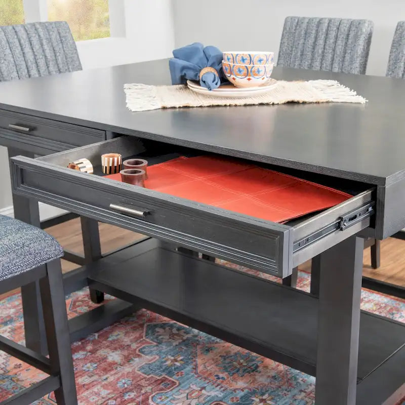 Wilson Grey Wooden Counter Height Dining Table with Storage
