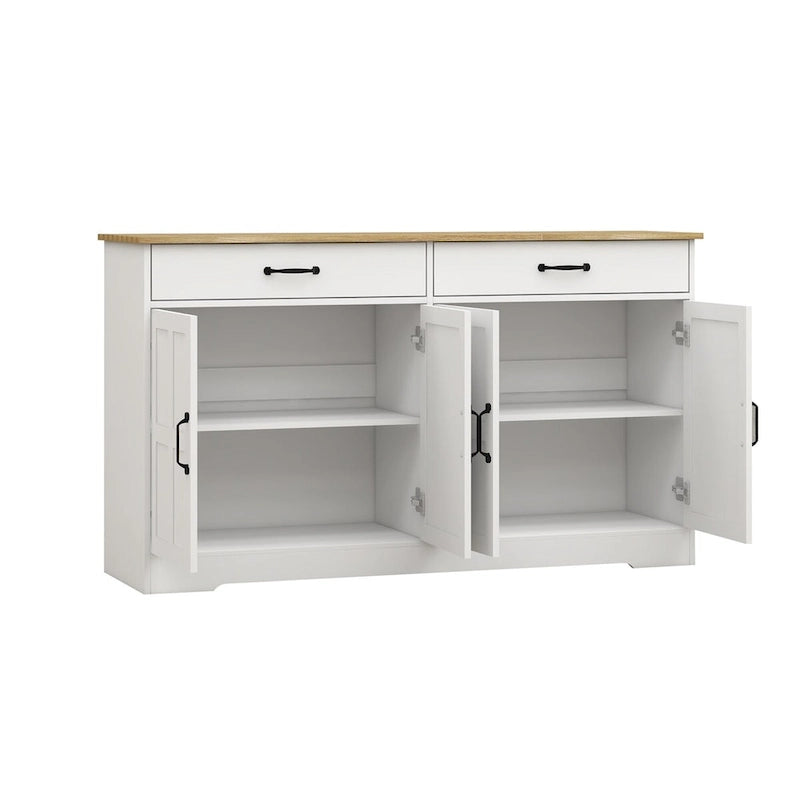 Large Farmhouse Buffet Cabinet Storage Sideboard w/2 Drawers & 4 Doors