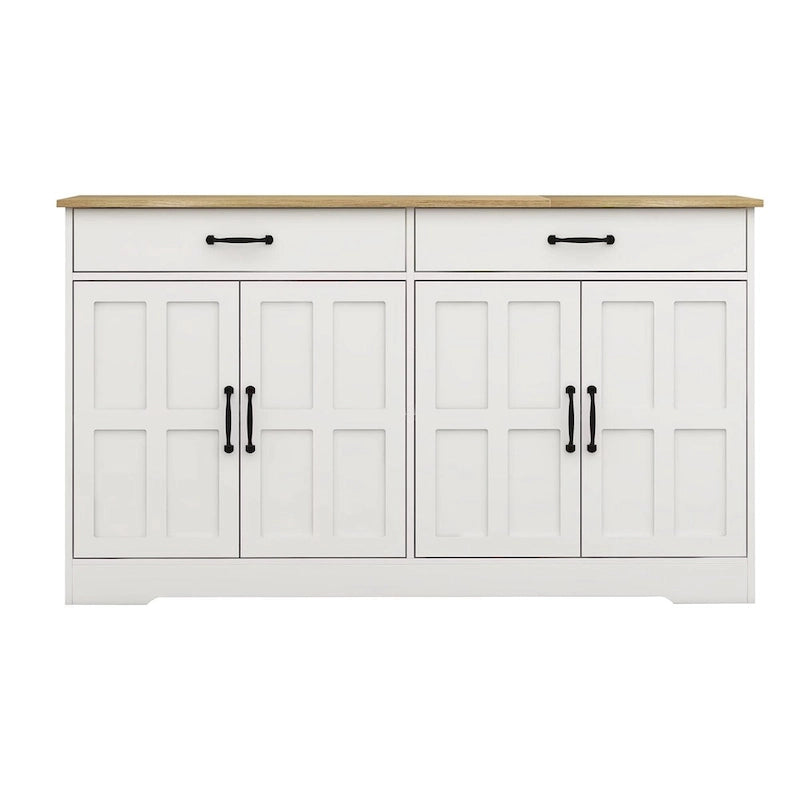 Large Farmhouse Buffet Cabinet Storage Sideboard w/2 Drawers & 4 Doors