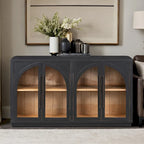 4-Door Large Storage Retro Sideboard with Metal Handles and Adjustable Shelves for Kitchen, Dining Room and Living Room