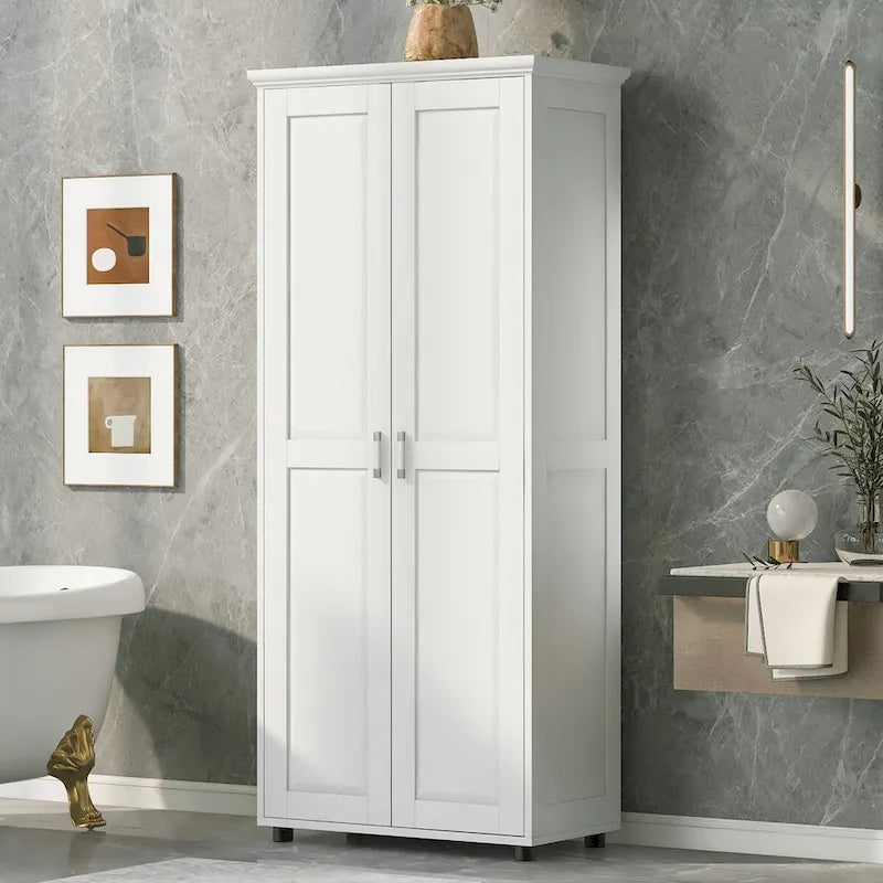 Storage Cabinet with Two Doors for Bathroom, Office, Adjustable Shelf, MDF Board