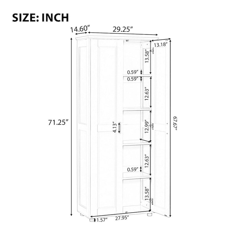 Storage Cabinet with Two Doors for Bathroom, Office, Adjustable Shelf, MDF Board