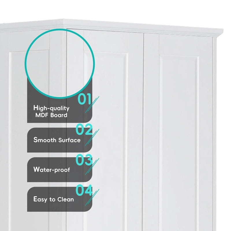 Storage Cabinet with Two Doors for Bathroom, Office, Adjustable Shelf, MDF Board