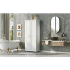 Storage Cabinet with Two Doors for Bathroom, Office, Adjustable Shelf, MDF Board