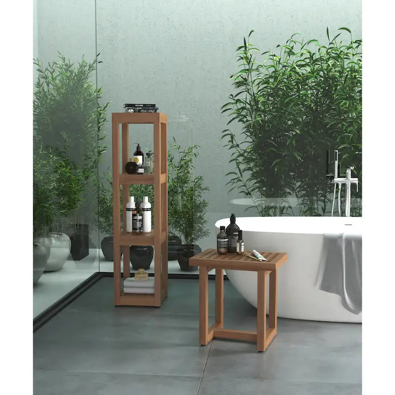 Original Square Teak Bath Rack