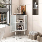 22.25 Floor Corner Cabinet with Glass Door & Adjustable Shelf