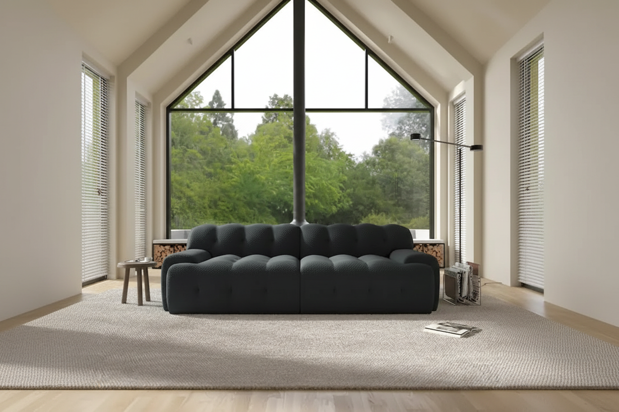 Modern Comfy Couch 3 Seater, Upholstered Floor Sofa 3D Textile Material Cloud Couch for Living Room, Apartment