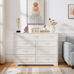 Bedroom dresser, 9 drawer long dresser with antique handles, wood chest of drawers for kids room, living room, entry and hallway