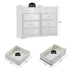 Bedroom dresser, 9 drawer long dresser with antique handles, wood chest of drawers for kids room, living room, entry and hallway