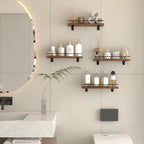 Floating Shelves Wall Set of 4, Hanging Storage Wall Shelf with Metal Guardrail