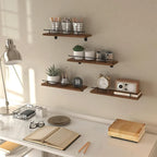 Floating Shelves Wall Set of 4, Hanging Storage Wall Shelf with Metal Guardrail