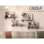 Floating Shelves Wall Set of 4, Hanging Storage Wall Shelf with Metal Guardrail