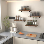 Floating Shelves Wall Set of 4, Hanging Storage Wall Shelf with Metal Guardrail