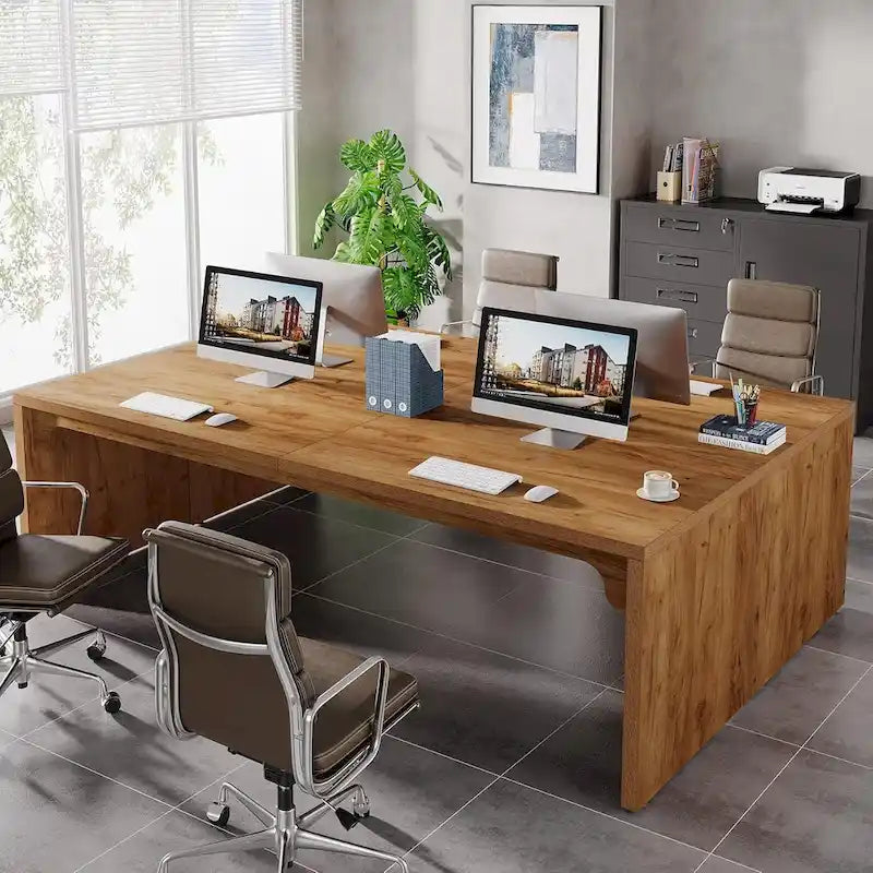 Brown Wood 13FT Rectangular Conference Table