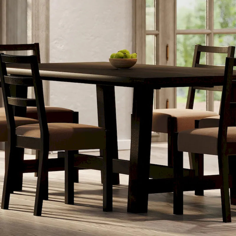 Rectangular Wooden Dining Table (Weathered Black Finish)