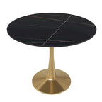 31 Round Dining Table (4-Seater) — Sintered Stone Top, Gold Steel Base; Suitable for Kitchens and Dining Rooms