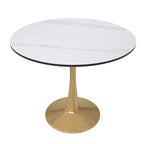 31 Round Dining Table (4-Seater) — Sintered Stone Top, Gold Steel Base; Suitable for Kitchens and Dining Rooms