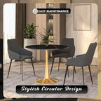 31 Round Dining Table (4-Seater) — Sintered Stone Top, Gold Steel Base; Suitable for Kitchens and Dining Rooms