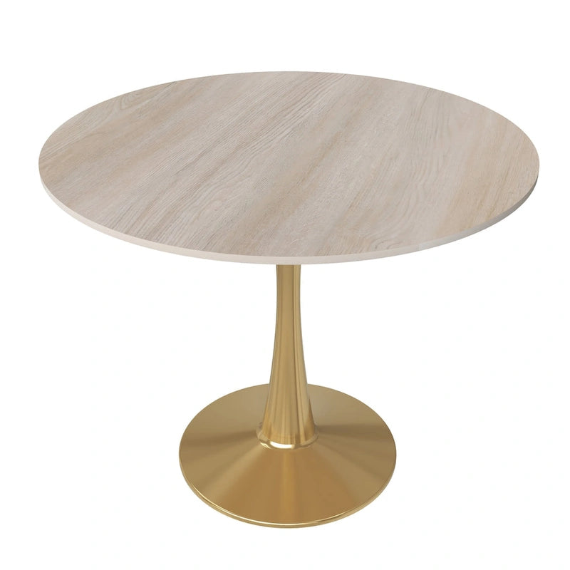 31 Round Dining Table (4-Seater) — Sintered Stone Top, Gold Steel Base; Suitable for Kitchens and Dining Rooms