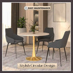 31 Round Dining Table (4-Seater) — Sintered Stone Top, Gold Steel Base; Suitable for Kitchens and Dining Rooms