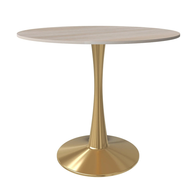 31 Round Dining Table (4-Seater) — Sintered Stone Top, Gold Steel Base; Suitable for Kitchens and Dining Rooms