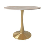 31 Round Dining Table (4-Seater) — Sintered Stone Top, Gold Steel Base; Suitable for Kitchens and Dining Rooms
