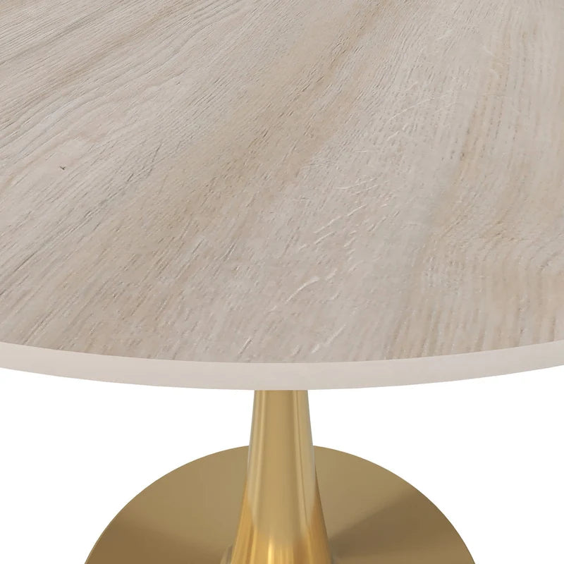 31 Round Dining Table (4-Seater) — Sintered Stone Top, Gold Steel Base; Suitable for Kitchens and Dining Rooms