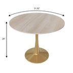 31 Round Dining Table (4-Seater) — Sintered Stone Top, Gold Steel Base; Suitable for Kitchens and Dining Rooms