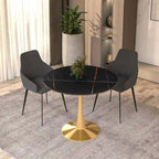 31 Round Dining Table (4-Seater) — Sintered Stone Top, Gold Steel Base; Suitable for Kitchens and Dining Rooms