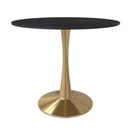 31 Round Dining Table (4-Seater) — Sintered Stone Top, Gold Steel Base; Suitable for Kitchens and Dining Rooms
