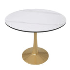 31 Round Dining Table (4-Seater) — Sintered Stone Top, Gold Steel Base; Suitable for Kitchens and Dining Rooms