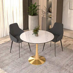 31 Round Dining Table (4-Seater) — Sintered Stone Top, Gold Steel Base; Suitable for Kitchens and Dining Rooms