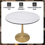 31 Round Dining Table (4-Seater) — Sintered Stone Top, Gold Steel Base; Suitable for Kitchens and Dining Rooms