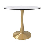 31 Round Dining Table (4-Seater) — Sintered Stone Top, Gold Steel Base; Suitable for Kitchens and Dining Rooms