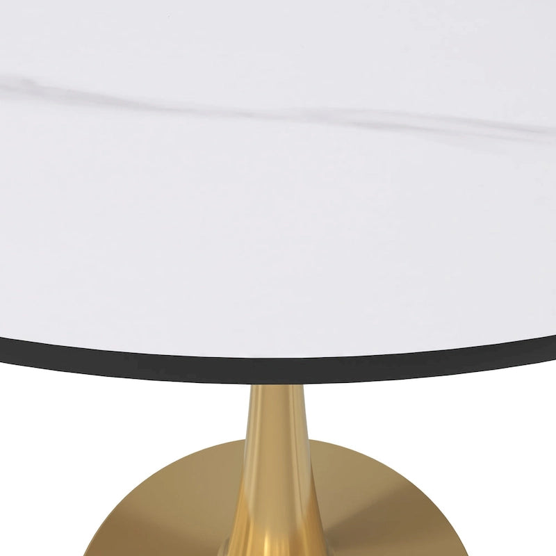 31 Round Dining Table (4-Seater) — Sintered Stone Top, Gold Steel Base; Suitable for Kitchens and Dining Rooms